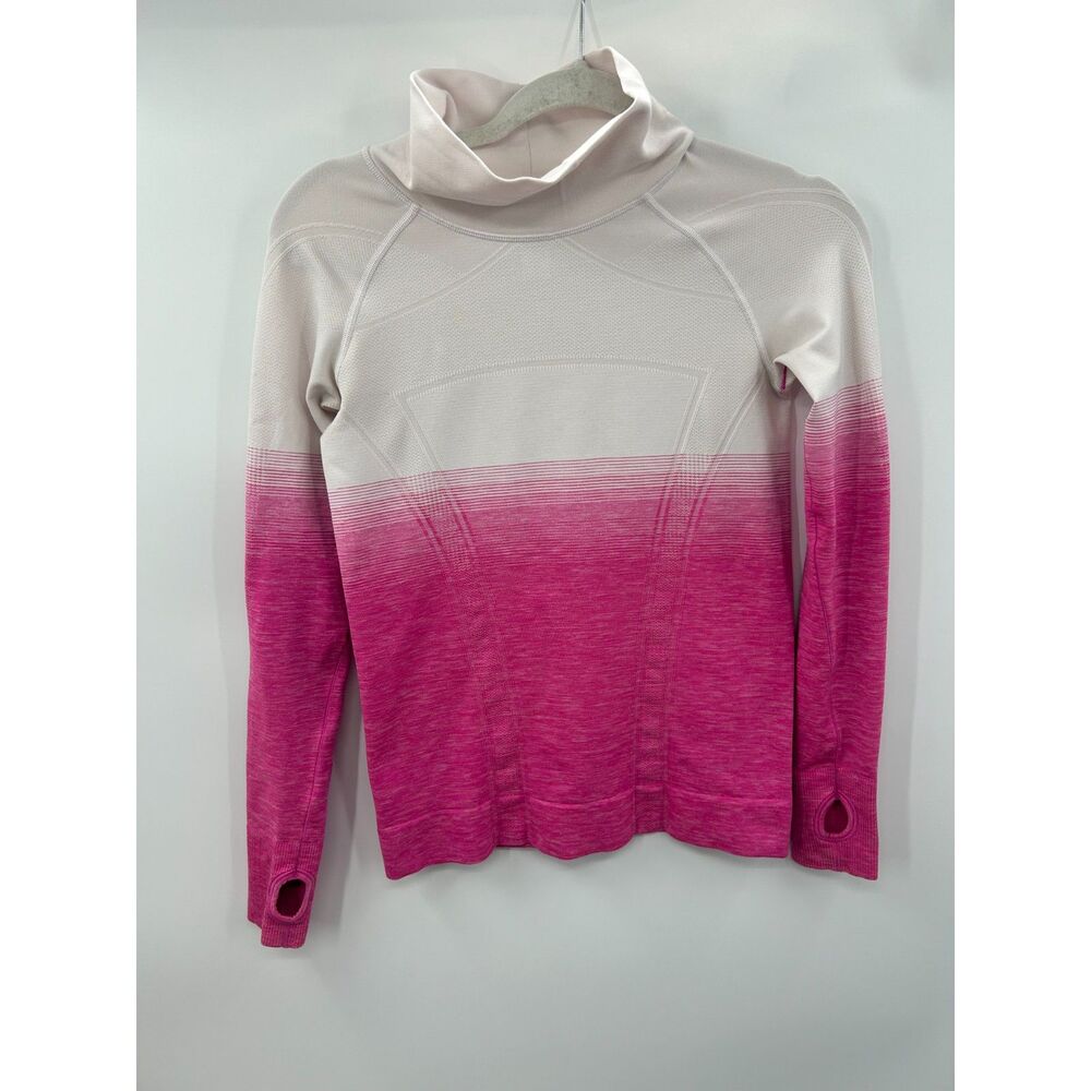 Ivivva by Lululemon Cowl Neck Pullover Ombre Pink White Girls Size 12